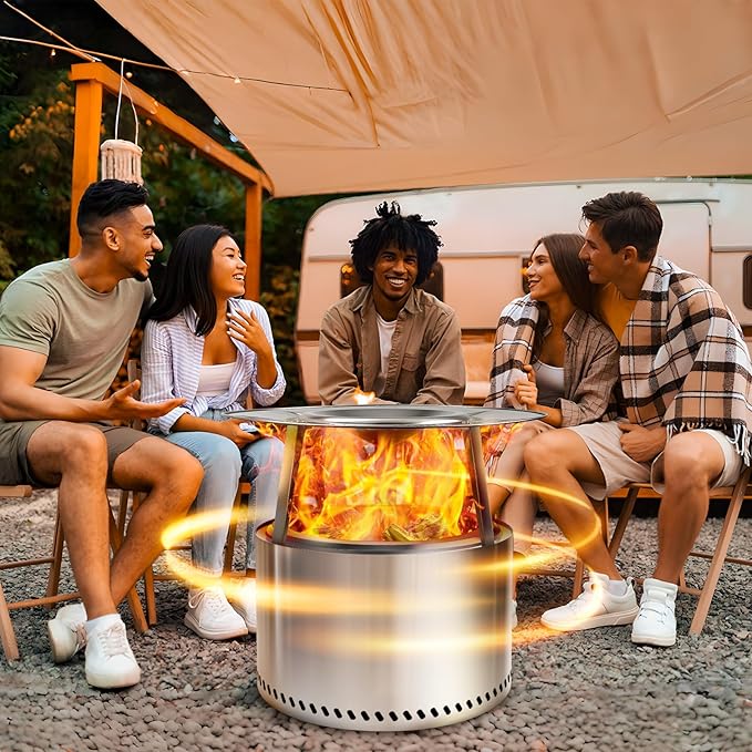 HGD Firepit Heat Deflector for 19.5" Solo Stove Bonfire - Portable 304 Stainless Steel Heat Diffuser Captures & Redirects Warmth, Detachable Firepit Camping Accessory