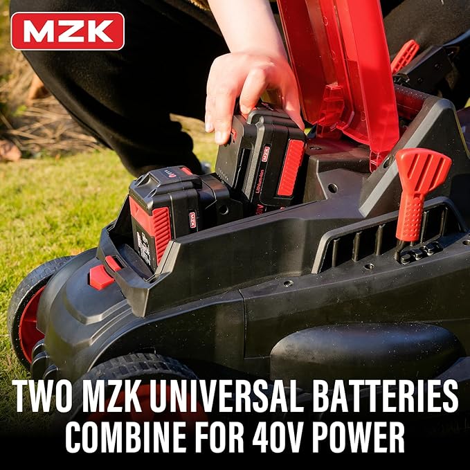 MZK 40V(2x20V)13” Cordless Electric Lawn Mower,4-Position Height Adjustment,Compact and Lightweight Push Battery Powered Lawnmower for Yard ,Garden and Farm(2*4AHBatteries and Charger Included)LM13B08