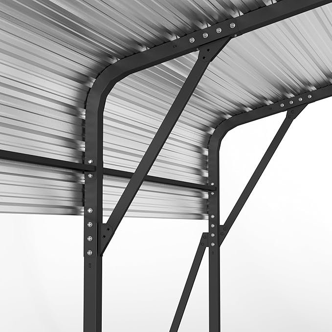 20x20 FT Metal Carport, Heavy Duty Car Port Canopy with Galvanized Steel Roof & Frame, Oversized Metal Carport Kit, Outdoor 2 Car Garage, Steel Car Shelter for Car, Boat, Truck, Dark Gray