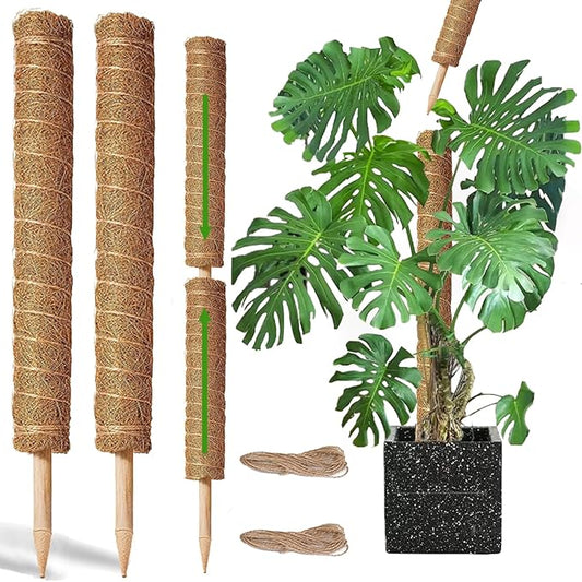 Moss Pole - 2 Pack: 17 Inch Coir Plant Support - Stackable - For Climbing Plants