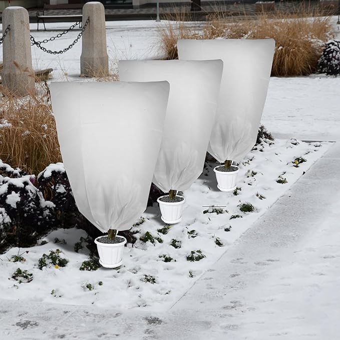2 Pack Plant Covers Freeze Protection for Winter, 47.2"×31.5" Frost Cloths for Outdoor Plants Cold Weather Blankets with Drawstrings