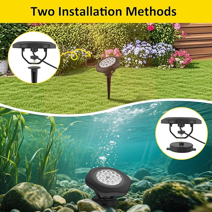 T-SUN Smart RGB Pond Lights, Halloween Outdoor Underwater Light with App & Remote, IP68 Waterproof Submersible Fountain Light, Music Sync, 16M Colors, Timer, Dimmable, Koi Pond, Garden, Set of 12