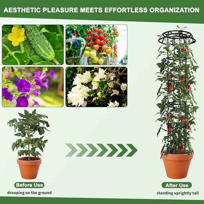 1 Pack Garden Trellis for Climbing Plants Outdoor, 65" Adjustable Mushroom Top Trellis, Umbrellas Plant Support Obelisk for Potted Plants Climbing Vine Rose Clematis Vegetable Indoor Outdoor