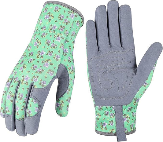 Bamllum Leather Gardening Gloves for Women - Working Gloves for Weeding, Digging, Planting, Raking and Pruning