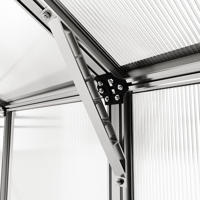 Greenhouse Jasmin 3 Aluminum Frame - 6.3 x 6.3 ft Approx. 6 mm Polycarbonate Panels