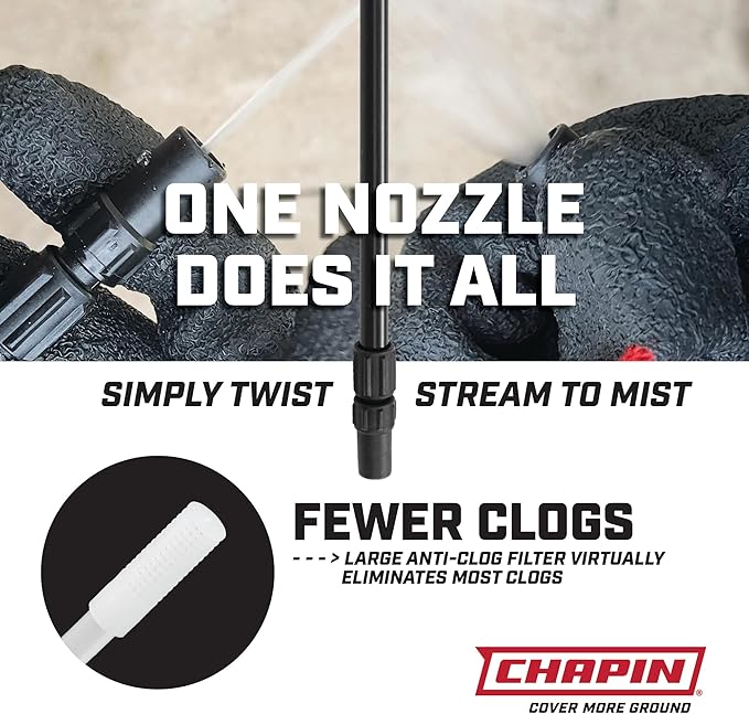 Chapin 20075 Disinfectant Bleach Sprayer, 1 Gallon, Made in The USA, Adjustable Cone Nozzle, Compatible with Bleach Solutions and Fungicides, Translucent White (Pack of 2)