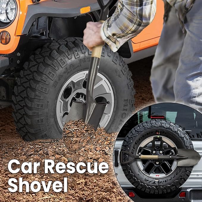 VNIMTI Shovel for Digging, Round Small Shovel with Wooden D-Handle, Metal Garden Shovel for Gardening, 28 Inches