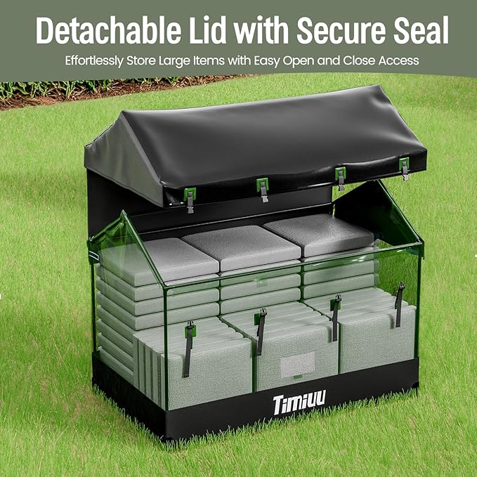 XXL 310 Gallon Extra Large Deck Box, Waterproof Outdoor Storage Box with Taller Side Panels for Patio Furniture Cushions, Pools and Garden Tools Green & Black