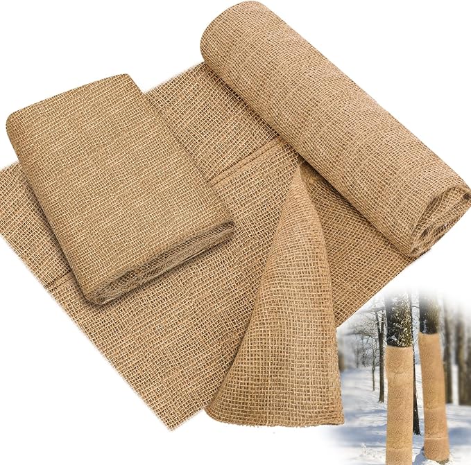 Buryeah 40 Inch x 72 ft Burlap Fabrics Roll Natural Jute Burlap Tree Wraps Protector Winter Frost Plant Blankets Cloth Weed Barrier Fabric Garden Plants for Winter Outdoor Trees Shrubs Party