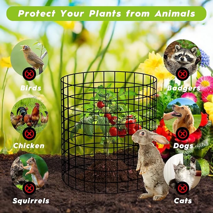 10 Pack Plant Protector from Animals, 30 PCs 12'' x 12'' Metal Mesh Wire Plant Protector for Outdoor Garden Flower Vegetable, Plant Cages to Keep Animals Out