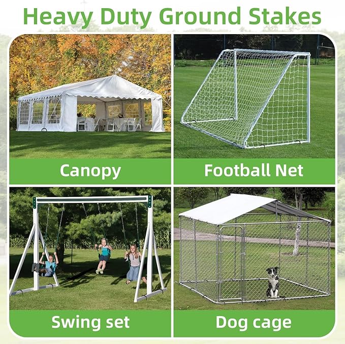 Black Trampoline Stakes Anchors High Wind 12inx6mm Galvanized U Hook 4pcs Rebar Stakes – Heavy Duty Ground Anchors for Trampoline,Yard & Inflatable,Landscape Metal Stakes for Outdoor Decorations