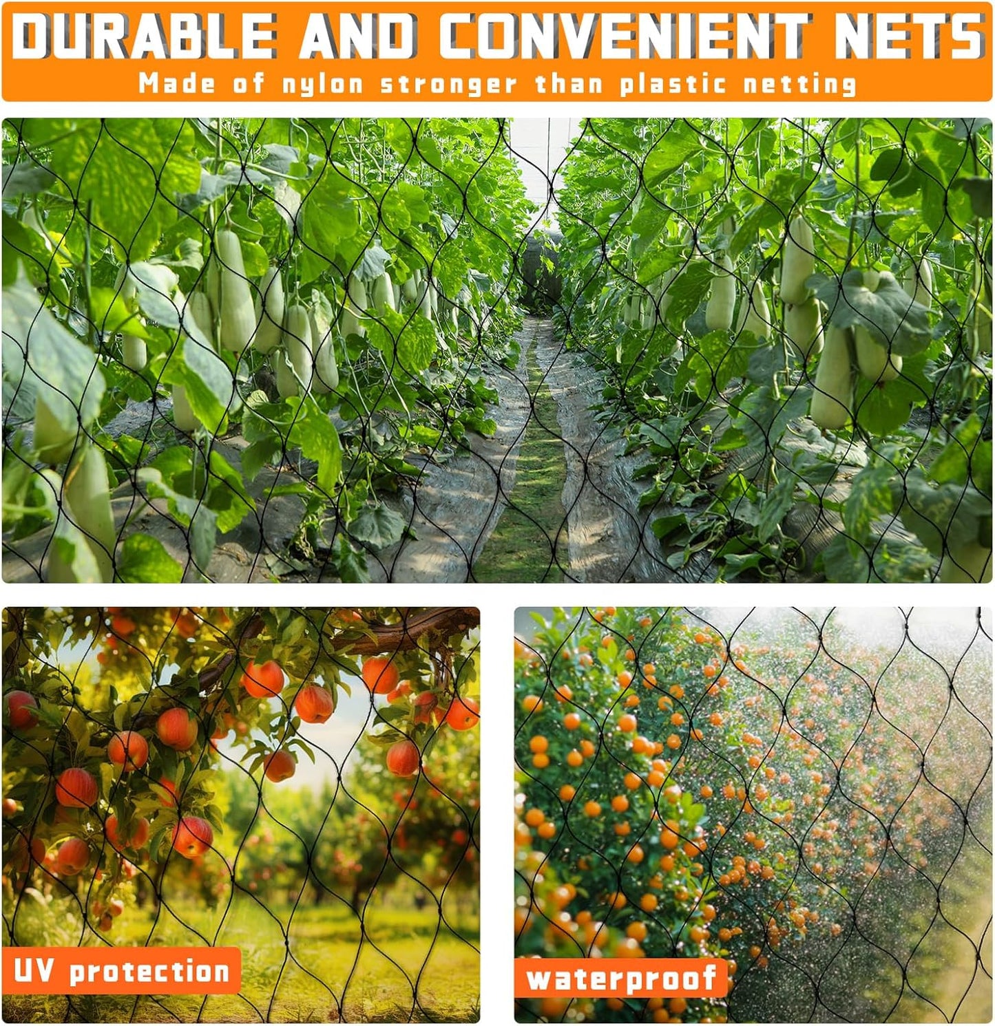 Bird Netting for Garden Heavy Duty Nylon Mesh Garden Netting for Garden Protection Bird Fence Plant Netting Protection Against Birds, Deer, Squirrels and Other Animals (12x100FT)