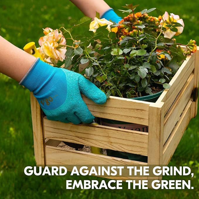 Vgo... 3 Pairs Women’s Gardening Gloves - Non-Slip Nitrile Coated, Breathable for Outdoor, DIY, Ranch, Camping(RB6013)