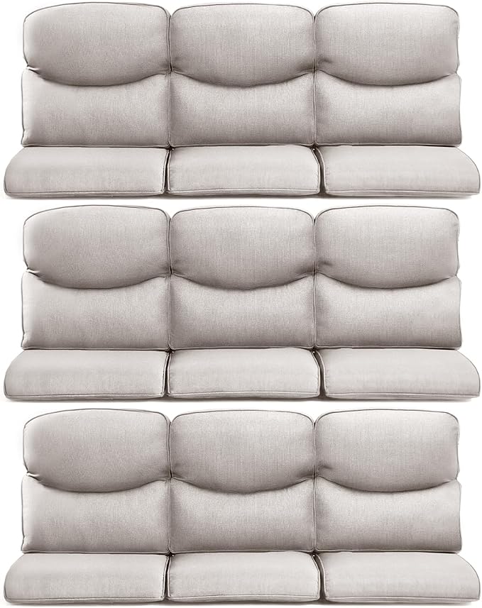 9-Piece Outdoor Patio Cushion Set - Fade & Water Resistant with Removable Olefin Cover, 22x24x4 Inch Memory Foam Cushions for Wicker Sectional Sofa – Beige/Crescent