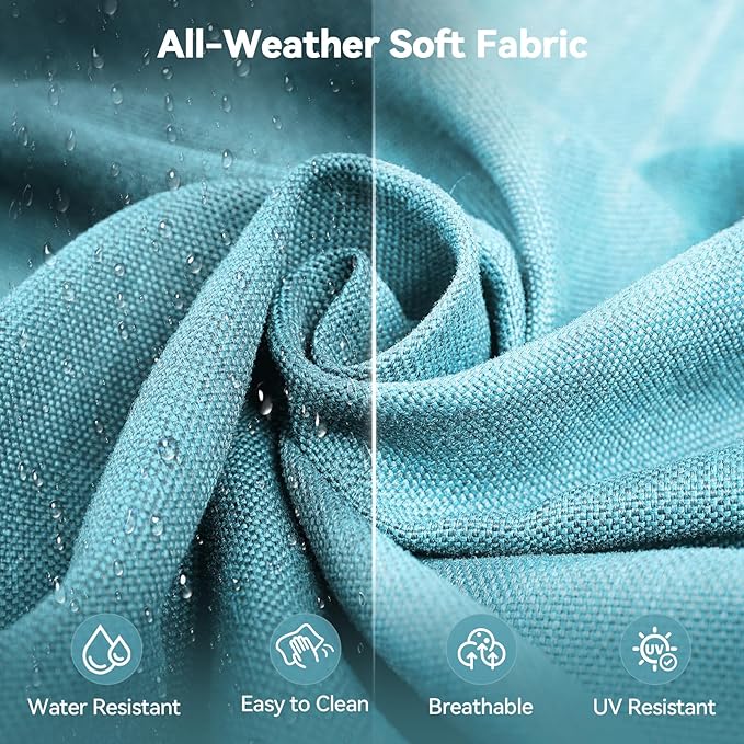 Luxury 6" Outdoor Cushions for Patio Furniture, 24x24x6 Thick Seat Cushion Set, Fade Resistant Couch Chair Replacement Cushions High Density Deep Wicker Chair Cushion with Removable Cover, Teal