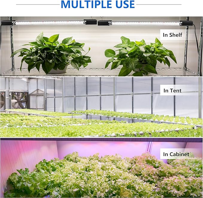 LED Grow Lights 16W Full Spectrum Integrated Growing Lamp Lighting Fixtures with High PPFD for Greenhouse Hydroponic Indoor Plant Seedling Veg and Flower