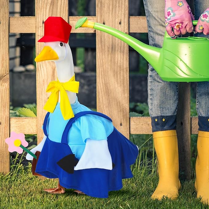 Outus Gardener Goose Outfits Funny Porch Goose Outfit 23 Inch Holiday Lawn Geese Cloth for Summer Spring Garden Yard Lawn Outdoor Decoration