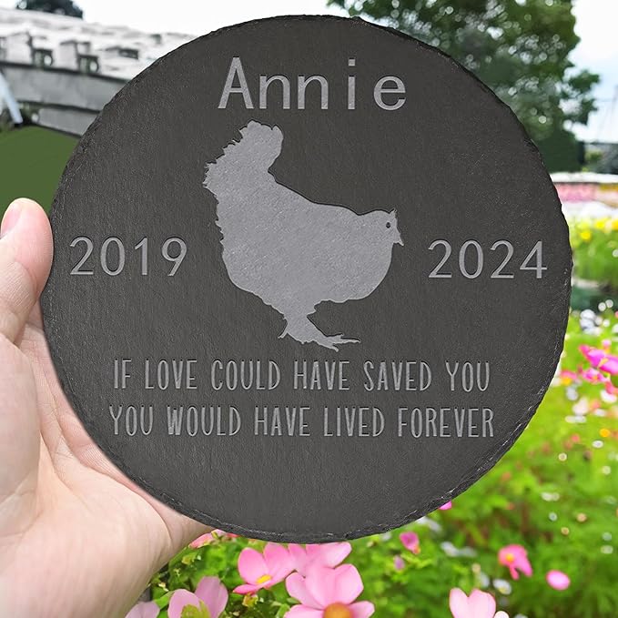Chicken Memorial Stone Chicken Garden Statue - Chicken Memorial Gifts - Chicken Tombstone - Chicken Loss Gift - Loss of Pet Chicken - Round