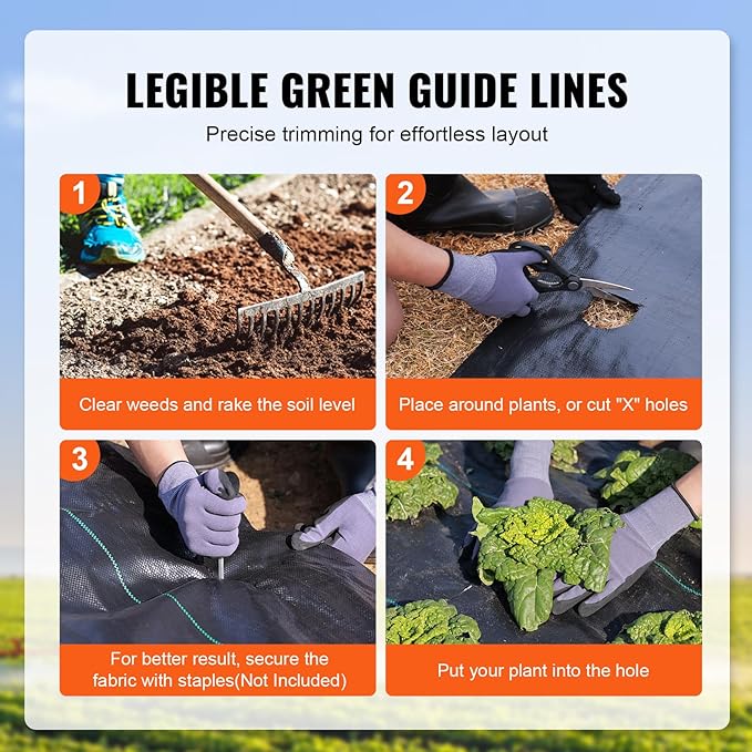 VEVOR Weed Barrier Landscape Fabric, 6*100FT Heavy Duty Garden Weed Fabric, Woven PP Weed Control Fabric, Driveway Fabric, Geotextile Fabric for Landscaping, Ground Cover, Weed Blocker Weed Mat, Black