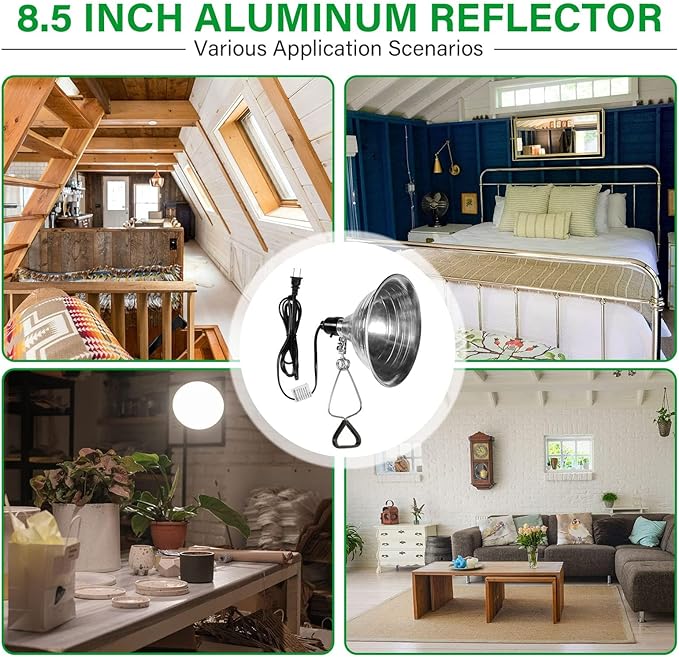 Simple Deluxe Clamp Light with 8.5 Inch Adjustable Aluminum Reflector, Suit for E26 Socket Max 150 Watt Lamp (No Bulb Included), 6 Feet 18/2 SPT-2 Cord, 1 Pack