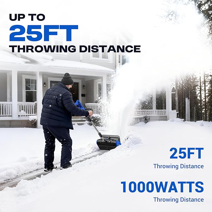 2x40V Cordless Snow Shovel, 13-Inch Electric Snow Blower with 4.0Ah Battery Charger, Snow Removal with 25FT Throw Distance, Battery Snow Blower with Directional Plate & Adjustable Front Handle