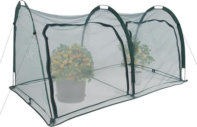 Flexible Net Grow Tunnel - Garden Greenhouse Mesh Cover Growhouse Cloche for Protecting Fruit Vegetables Plants Cultivation (2M)