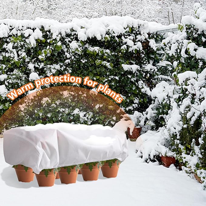 DECOHS 3 Pcs Rectangular Winter Plant Freeze Protection Cover- 39.3" x 17.7" x 15.7" Balcony Plant Box Cover- Planter Frost Covers Bags Wraps Blanket for Winter Balcony Plant Flower Boxes