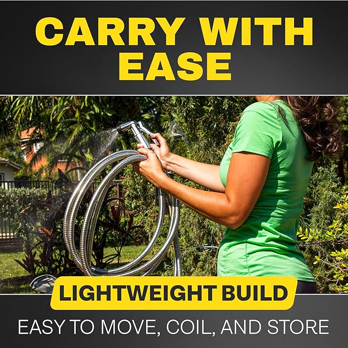 BIONIC STEEL 10Ft Short Garden Hose, 10 Ft x 5/8 In. Connector Hose for Reel, Leak Proof Connection, Heavy Duty, Non Kinking, Flexible, Hose Extension