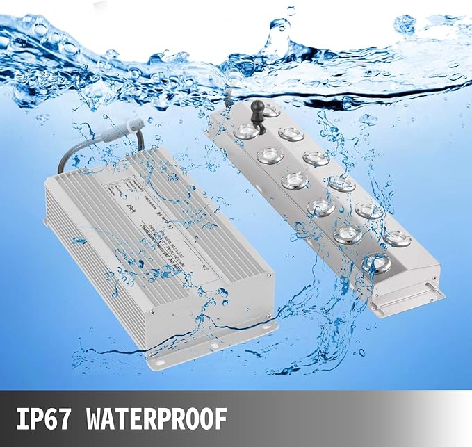 Happybuy Mist Maker 12 Head Ultrasonic Mist Fogger with Waterproof Power Supply Ultrasonic Fogger Humidifier Stainless Steel Pond Mister Fogger 7kg/h