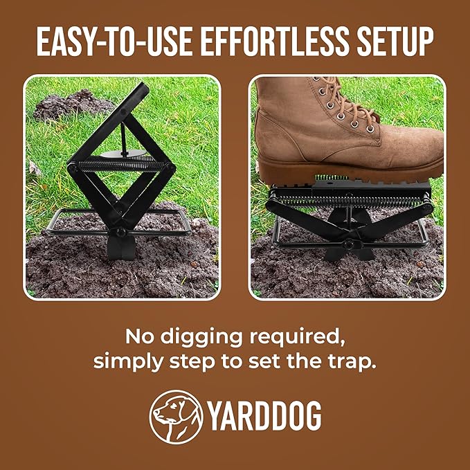 YARDDOG Mole Scissor Trap, Step-to-Set Ground Trap, Easy-to-Use Scissor Style Mole Eliminator, Multi-use Durable Steel Design for Lawns & Gardens, Commercial Grade, Black, (Single Pack)
