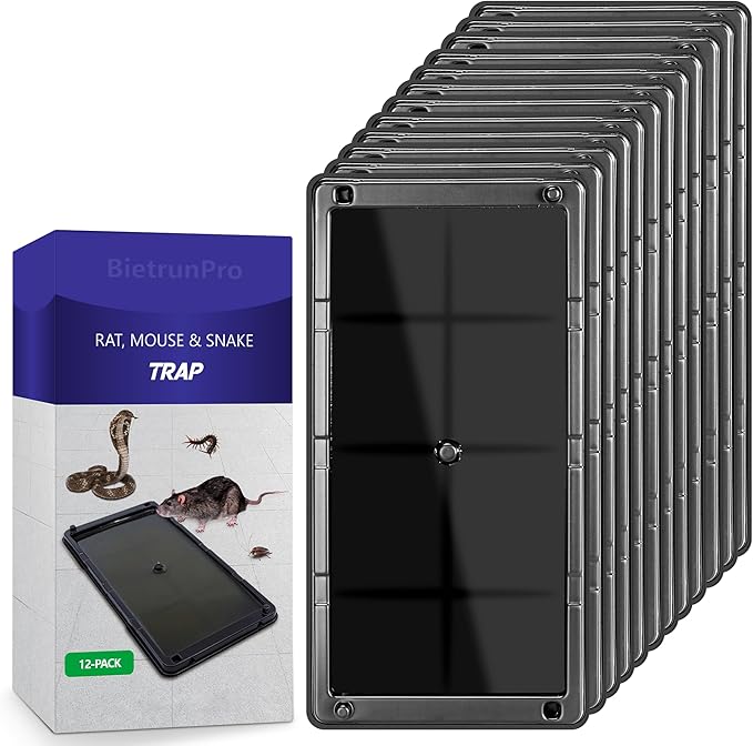 Glue Traps for Mice 12 Pack, Mouse Rat Taps, Extra Strength, Pre-Baited Adhesive Sticky Boards, Heavy Duty Glue Traps for Snake, Lizard, Insect, Safe Home Pest Control