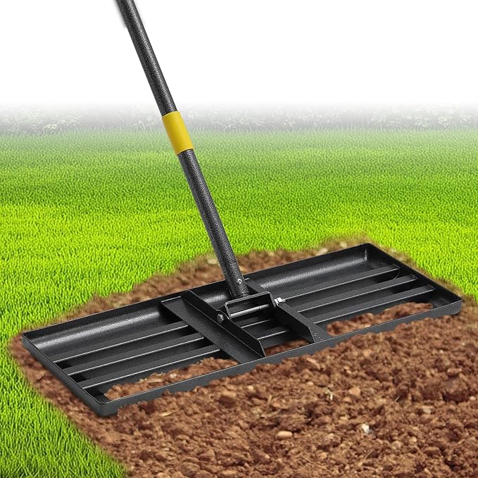 Extra Wide 30" Leveling Rake for Lawn Care - 60in Extendable Stainless Steel Handle with Ergonomic Grip | Professional Grass Leveling Tool for Golf Courses, Soccer Fields, Backyard Turf Maintenance