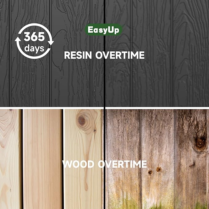 150 Gallon Outdoor Storage Box Waterproof, UV Resistant Resin Deck Box with Hydraulic Rod, Reinforced Stability for Patio, Garden, and Pool, Striped Black