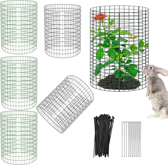6 PCS Plant Protectors from Animals,14" H X 13" D Metal Mesh Plant Cage Covers with Garden Plant Outdoor for Flower Vegetable to Keep Animals Out