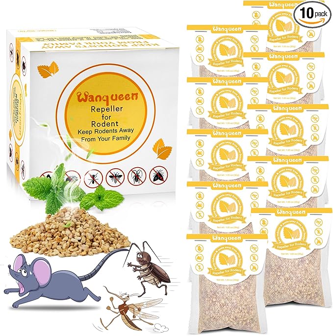 10 Pack Rodent Mouse Repellent Pouches Peppermint Oil to Repel Mice and Rats, Mouse Mice Repeller Pest Repellent Pouches for House Mouse Deterrent Indoor