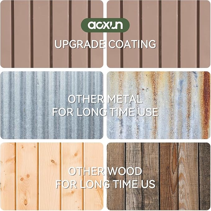 Aoxun 8'x15' Outdoor Metal Storage Shed with Lockable Door & Sloping Roof- Ideal for Tools, Garden Equipment & Bikes, Perfect for Patio Placement(Brown)