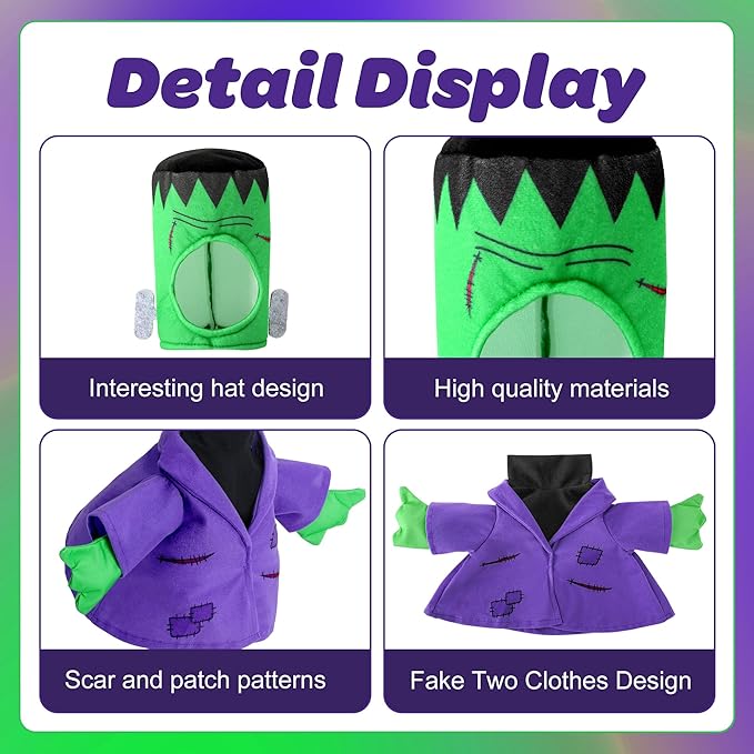 Watayo 2 Pcs/Set Halloween Monster Goose Outfits, Porch Goose Statue Monsters Costume, Lawn Goose Monster Clothes with Hat for 23" Statue Halloween Fall Outdoor Patio Garden Yard Decoration