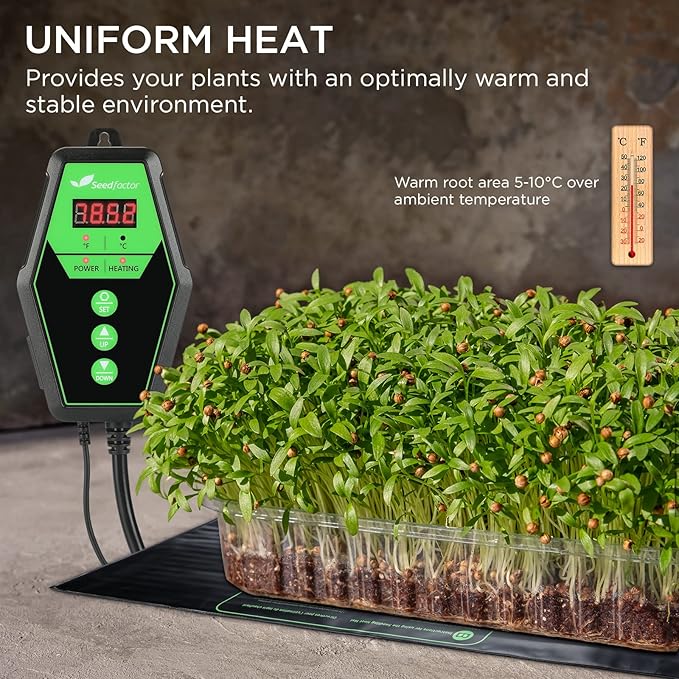 Seedfactor 48" x 20" MET Certified Seedling Heat Mat and Digital Thermostat Combo Set