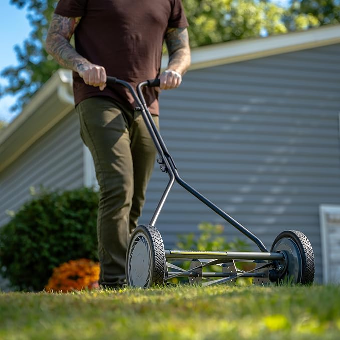 American Lawn Mower Company 1415-16 16-Inch 5-Blade Push Reel Lawn Mower, 5-Blade, Gray
