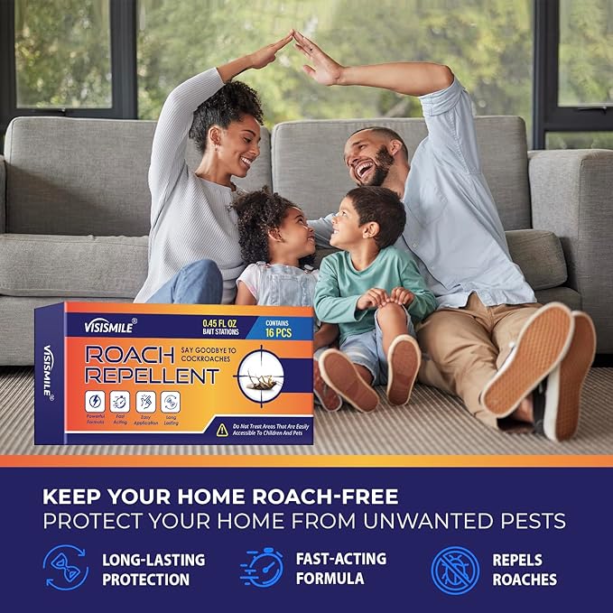 Roach Repellent Indoor and Outdoor: Cockroach Repellent Home for German Cockroaches, Small Roaches – Cockroach Deterrent for Homes and Kitchens – Pet Safe Roach Control 16 PC