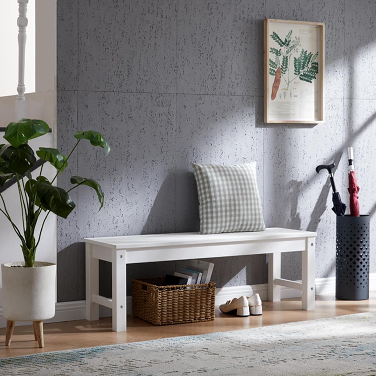 Psilvam Outdoor Bench, Two Person Poly Lumber Porch Bench, Weatherproof Garden Bench That Never Rot and Fade, All-Weather Patio Bench Suit for Garden, Porch, and Park (White)