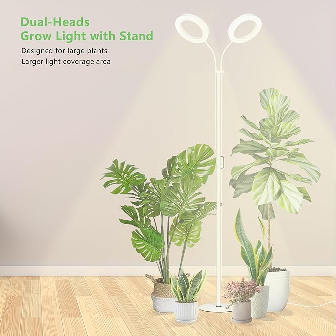 Grow Light for Indoor Plants, Full Spectrum LED Halo Plant Lights with Stand, Floor Standing Growing Lamp with Adjustable Height,Auto Timer for Tall Large Plant