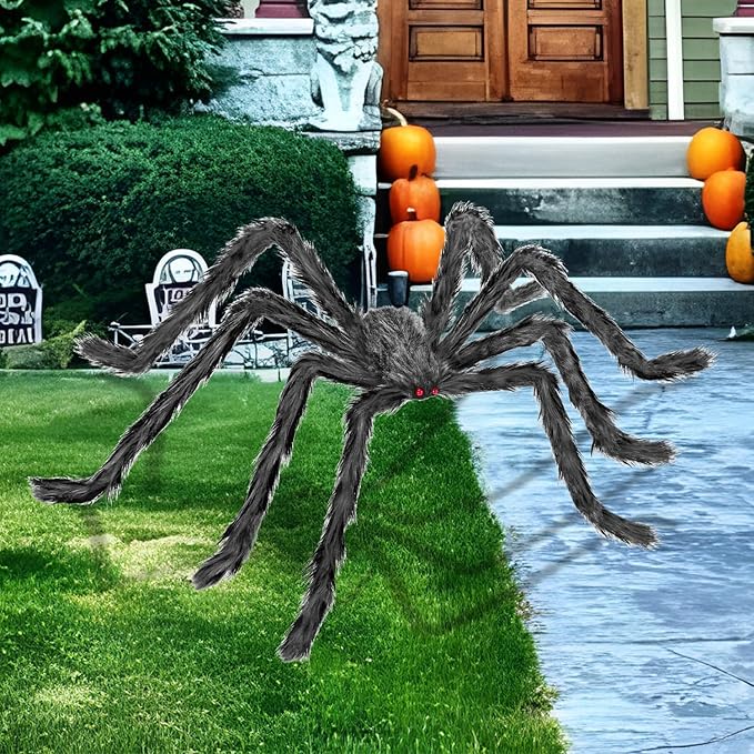 Halloween Decorations Outdoor and Indoor,78" Giant Spider Decorations,Scary Large Spider Props for Yard Lawn,Halloween Party Decorations,Haunted House Decor,Sliver