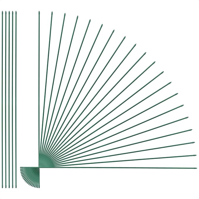 Fencer Wire 25 Pack of 7ft / 84 Inch Durable Metal Plant Supports Garden Stakes, Plant Stakes, Garden Poles for Outdoor & Indoor, Plant Support and Sticks for Tomato, Potted Plants, Beans, Cucumbers