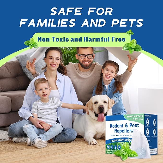 Rodent Mouse Repellent 24 Pack, Peppermint Oil Rat & Mice Repellent, Natural Moth Balls for Rodents Deterrent, Safe for Pets & Humans, Indoor & Outdoor Use, Keep Rodents Away from Garden & Home