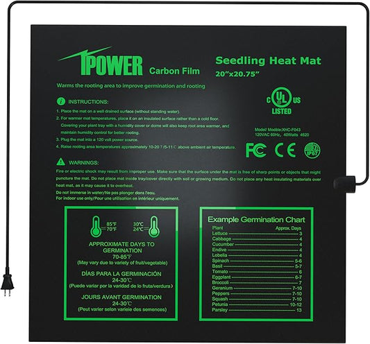 iPower 20" x 20.75" Seedling Heat Mat, Waterproof Durable UL&MET Certified Heating Pad for Indoor Gardening, Hydroponic Plant Germination