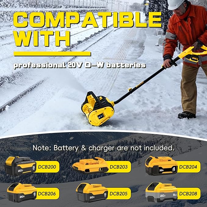 Cordless Snow Shovel, 20V Electric Snow Blower Compatible with De-Wait(No Battery), 13.5 Inch Cordless Snow Removal Shovel with Directional Plate - Yellow