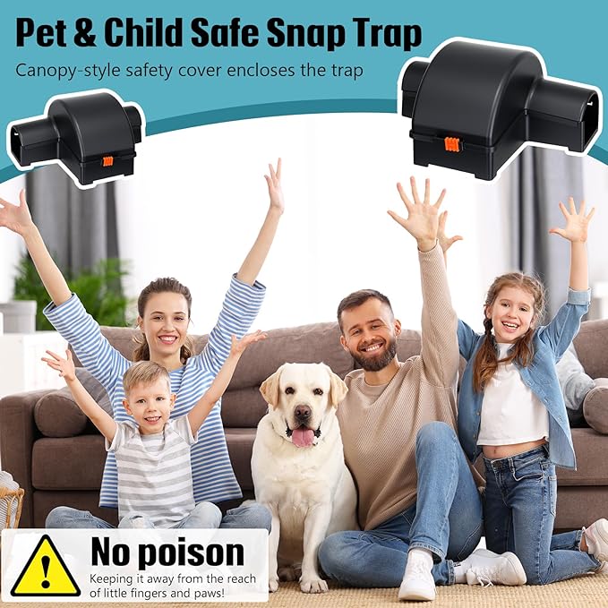 Qualirey 6 Pack Rat Chipmunk Traps Reusable Dual-Entry Extra Large Tunnel Traps for Rats Mice Better Capture Rate, 9.45 Inch Snap Humane Kill Indoor Outdoor for Home Farm Restaurants