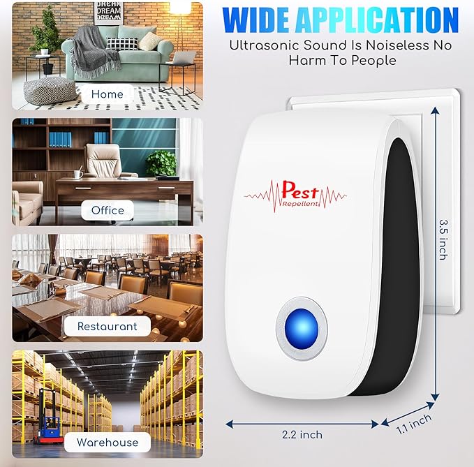 10 Packs 2025 Ultrasonic Pest & Insect Repeller Indoor, Rodent Mouse Repellent Ultrasonic Plug in, Repellent Control for Rodent, Mouse, Mice, Rat, Roach, Bugs, Mosquito, Spider, Ant