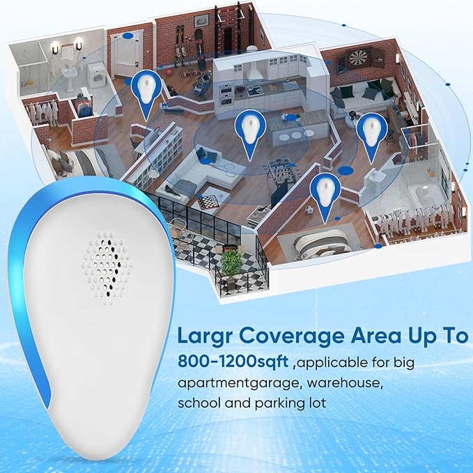 Ultrasonic Pest Repeller Mouse Traps Indoor for Home Mouse Repellent Ultrasonic Plug in Bat Deterrent Devices for Ants, Bed Bugs, Mosquitos, Flies, Spiders, Squirrel Bats Safe for Humans，6 Pack